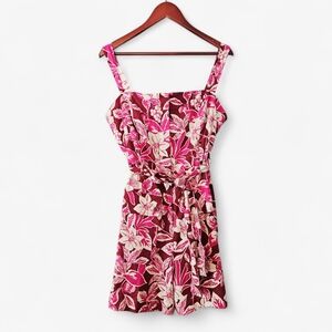 NWT Anthropologie Belle Vere Linen Tropical Floral Belted Romper Jumpsuit 12